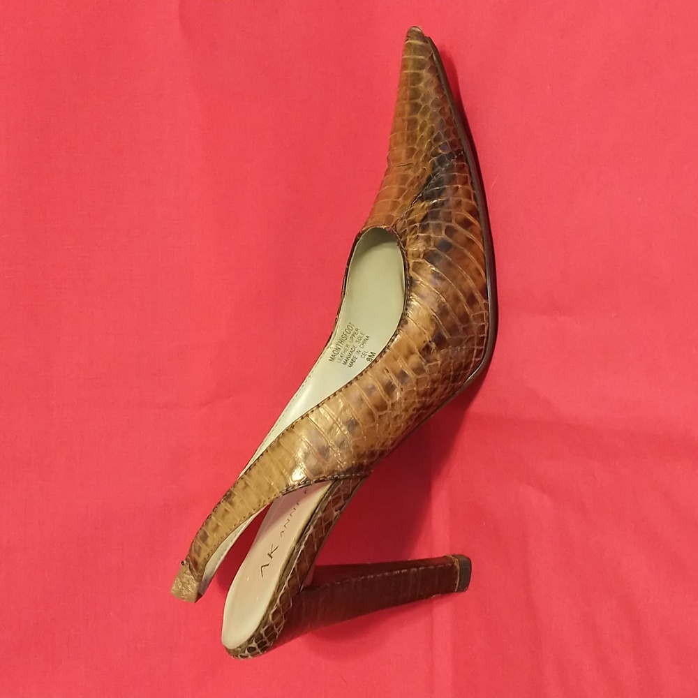 Anne Klein Snakeskin Pattern Brown Heels